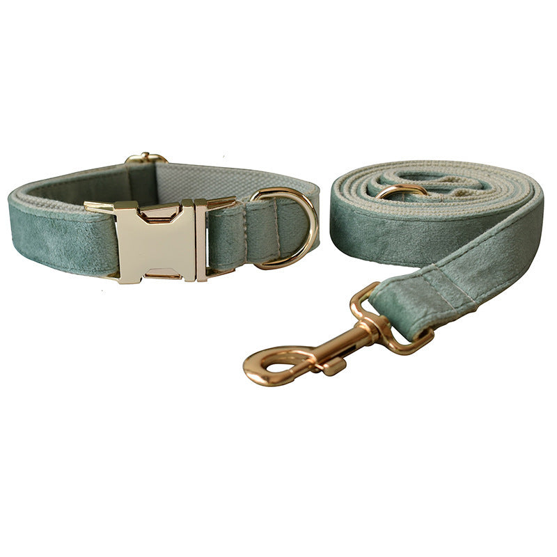 Velvet Mint Green Dog Collar + Leash - PAWCommand